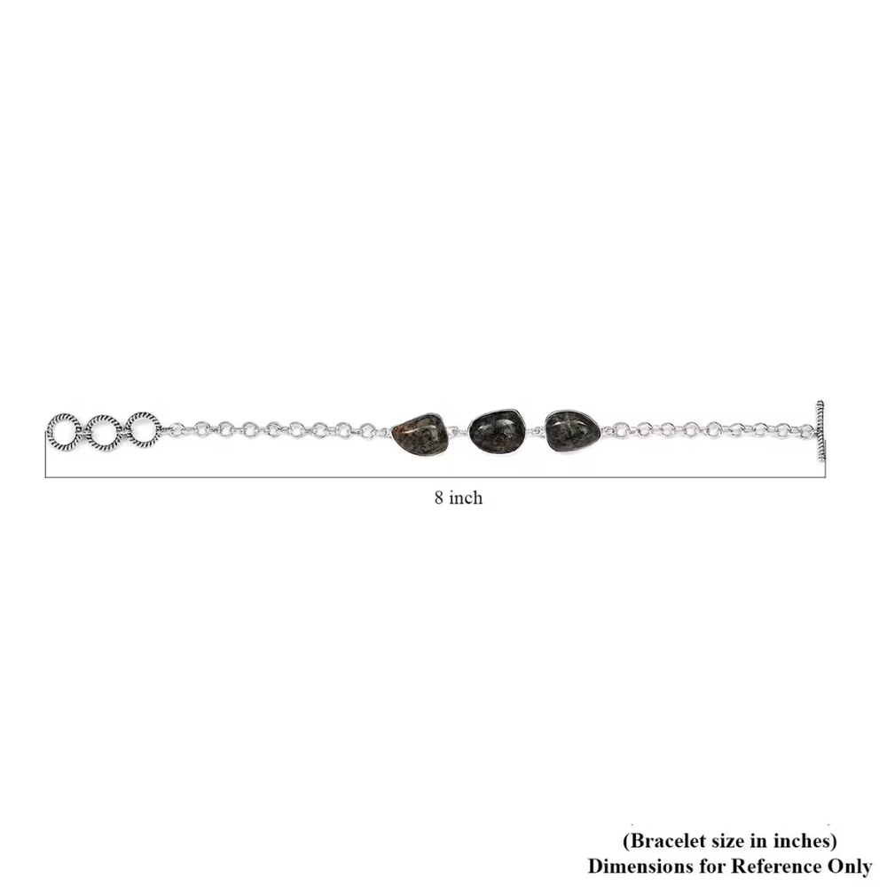 Artisan Crafted Natural Yooperlite Toggle Bracelet in 925 Sterling Silver - Picture 4 of 4